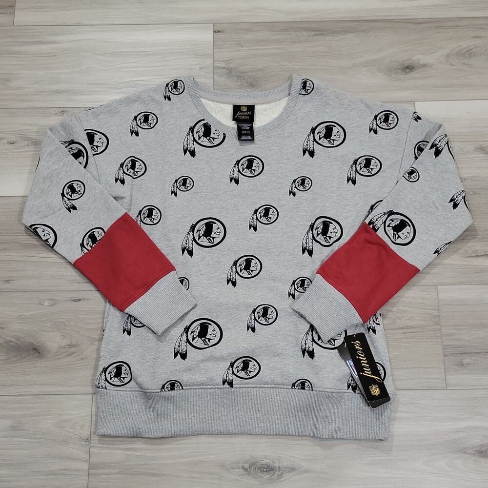 Juniors Redskins Sweatshirt Mens Large Gray Long Sleeve Pullover New